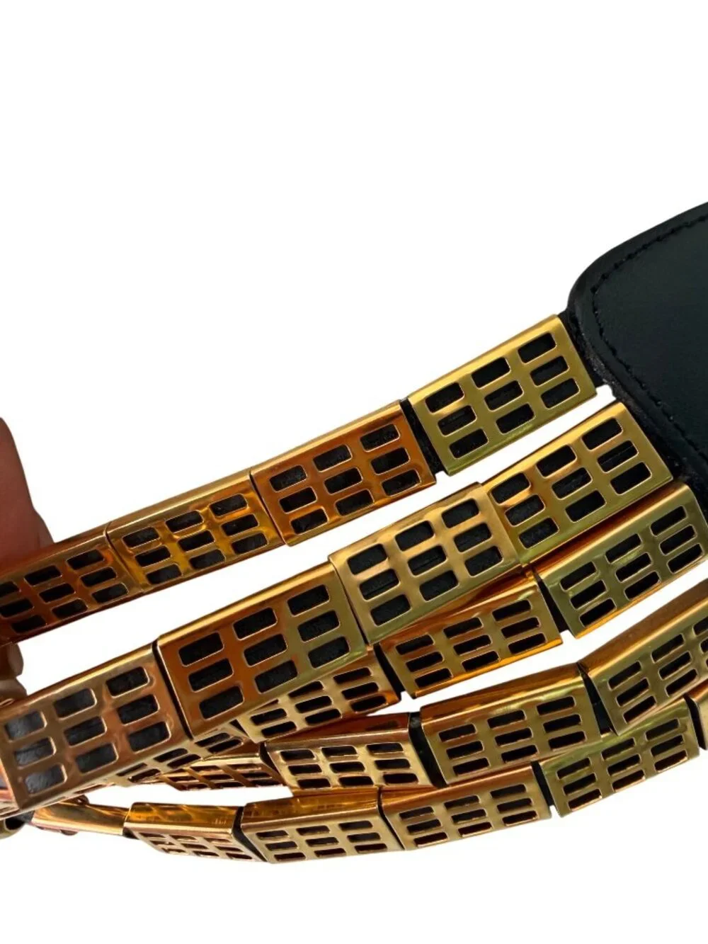 Avignon Womens Statement Belt Size S/M Gold Silver Black Adjustable Vintage Glam Avignon Womens Statement Belt Size S/M Gold Silver Black  main image 2